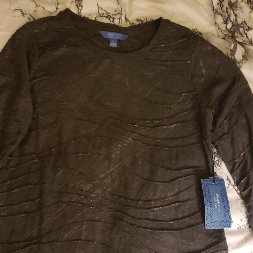 Simply Vera Wang Grey sparkle Long Sleeve NWT